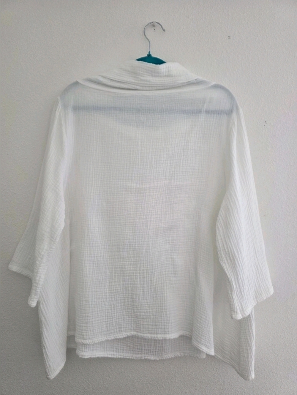 Bryn Walker Women's Etta Cotton Gauze Top With Cowl Neck & 3/4 Sleeve Shirt Sz L - Picture 4 of 13